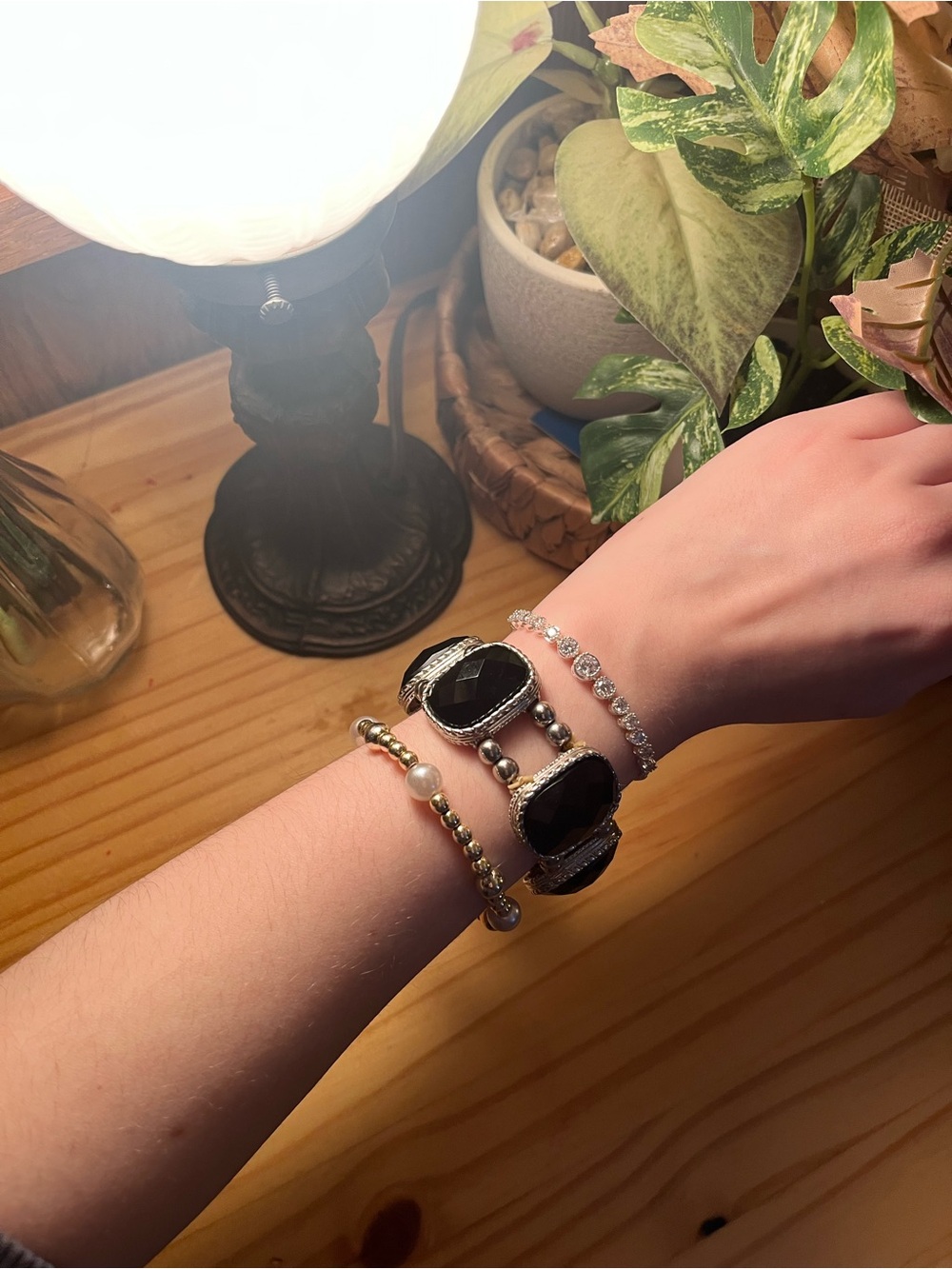 vintage black and silver chunky bracelet